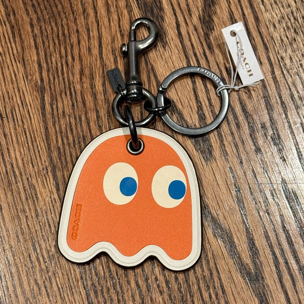 NWT Coach x PAC-MAN Orange Ghost Keychain Bag Charm
